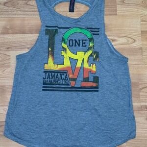 Grey and multi-coloured One Love‎ Jamaica tank top